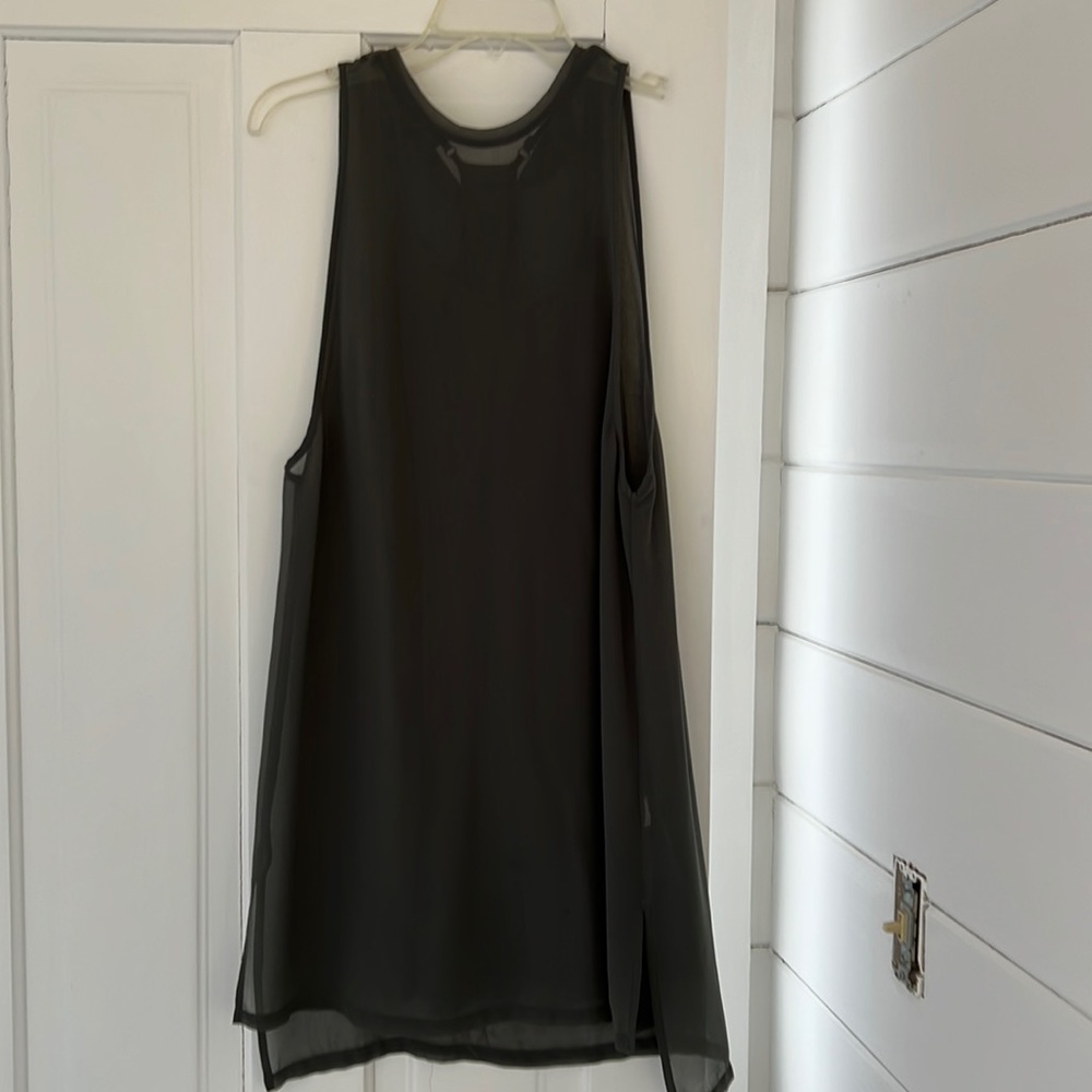 Deep sage, sheer with slip underneath. MIDI dress